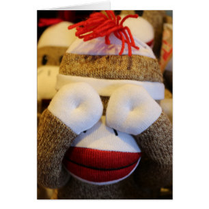 Peek-a-boo Sock monkey Hälsningskort
