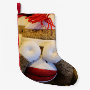 Peek-a-boo Sock monkey Liten Julstrumpa