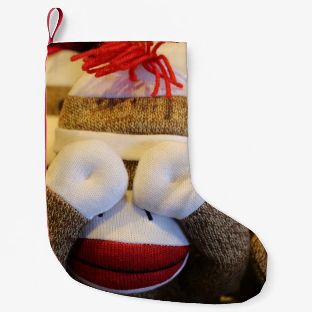 Peek-a-boo Sock monkey Liten Julstrumpa (Framsidan)