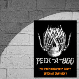 Peek A Boo Spooky Skull Halloween Poster