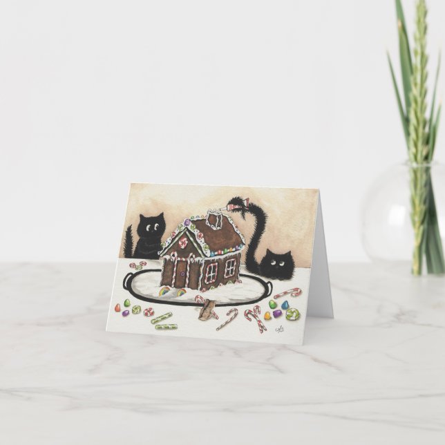 Peek & Boo Black Cat-julkort med Bihrle Helgkort (Framsida)