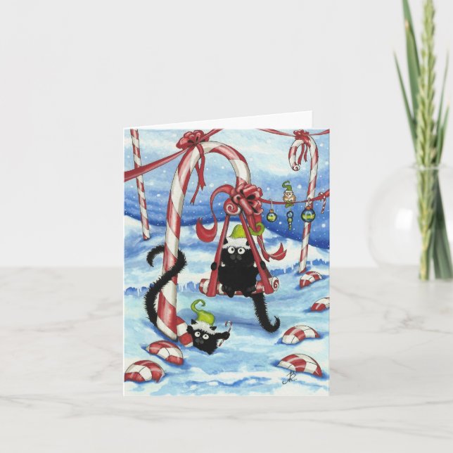 Peek & Boo Cats God Jul CandyLand Card av Bihrle Helgkort (Framsida)