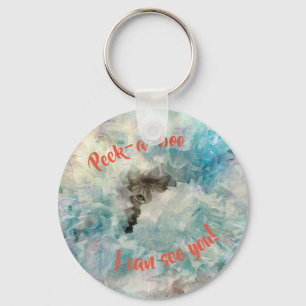 PEEK EN BOO JAG KAN SE DIG CUTE CAT NYCKELRING