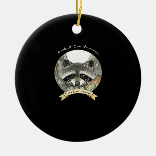 Peekabo Raccoon Julgransprydnad Keramik (Framsidan)