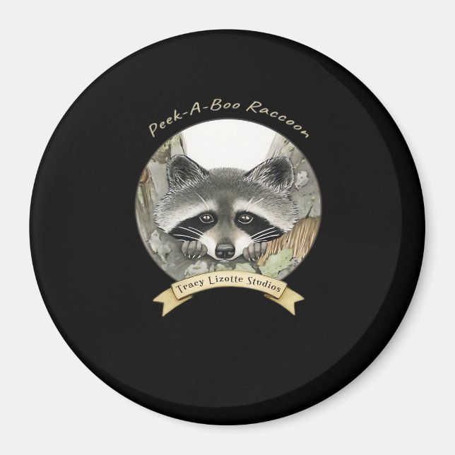 Peekabo Raccoon Magnet (Framsidan)