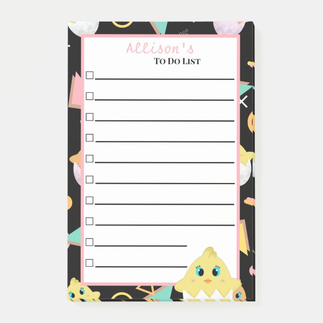 Peekaboo Black Baby Chick Notes Post-it Block (Framsida)