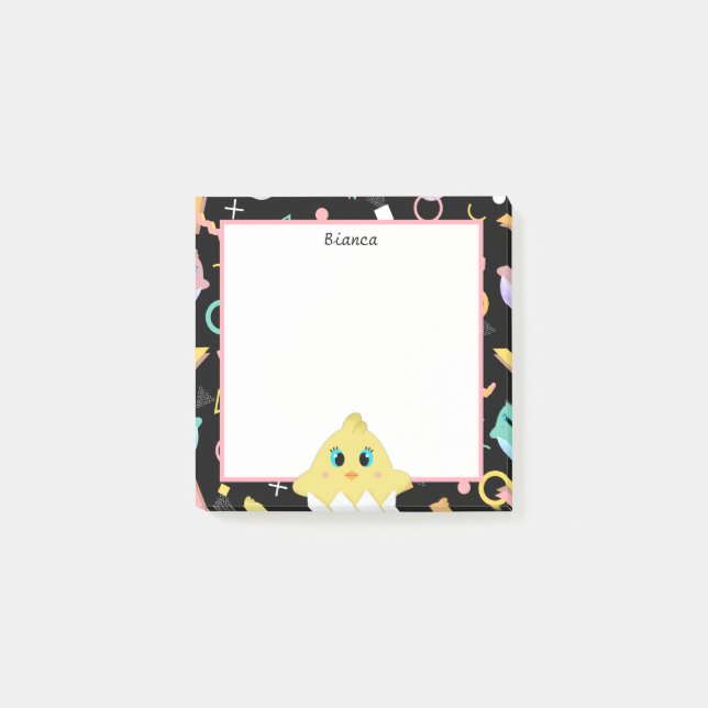 Peekaboo Black Baby Chick Post-it Block (Framsida)