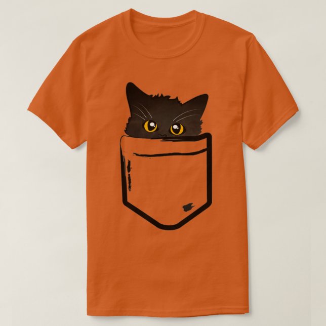 Peekaboo Black Pocket Kitten T Shirt (Design framsida)