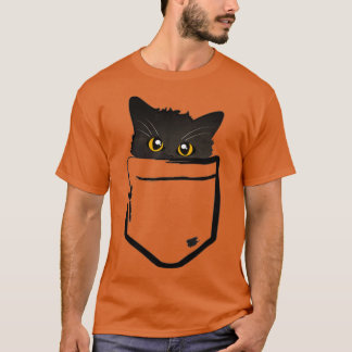 Peekaboo Black Pocket Kitten T Shirt