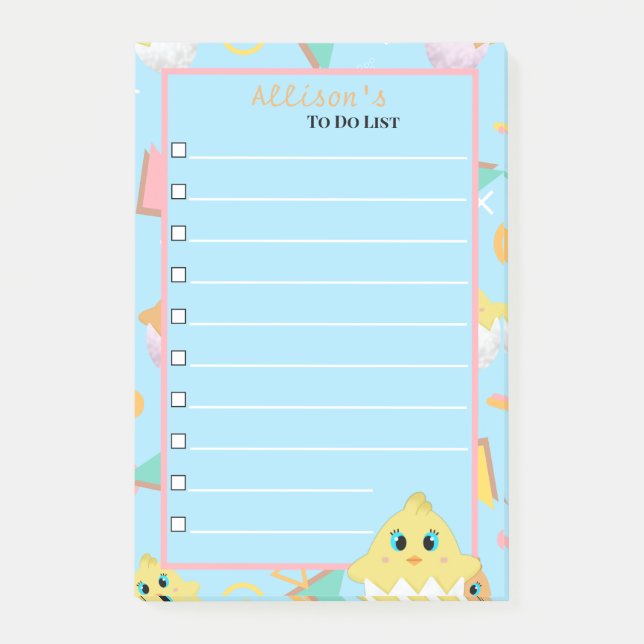Peekaboo Blue Baby Chick Notes Post-it Block (Framsida)