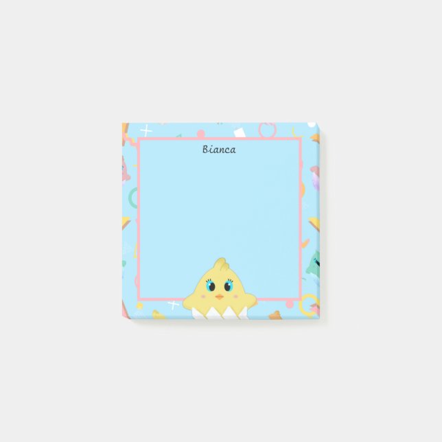 Peekaboo Blue Baby Chick Post-it Block (Framsida)