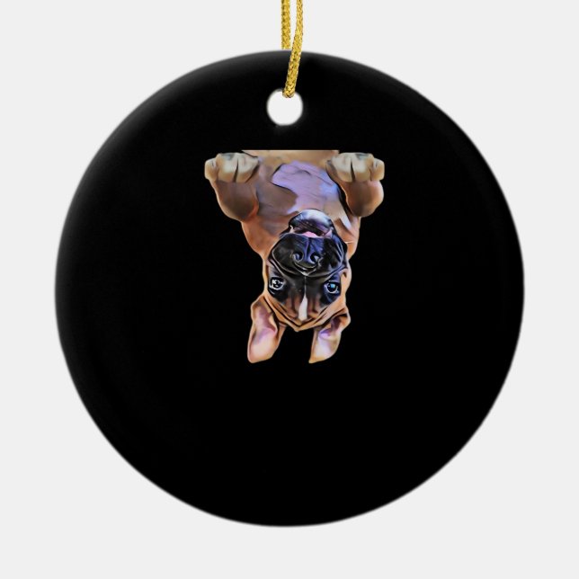 Peekaboo Boxer Julgransprydnad Keramik (Framsidan)