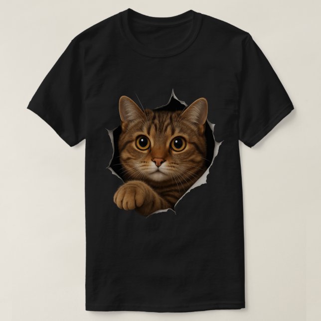 Peekaboo Cat Design - Cute 3D Illusion Kattunge Ar T Shirt (Design framsida)