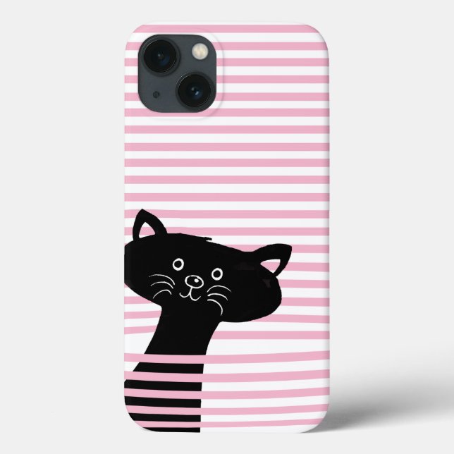 Peekaboo! Cute Black Cat Telefon Case (Baksida)