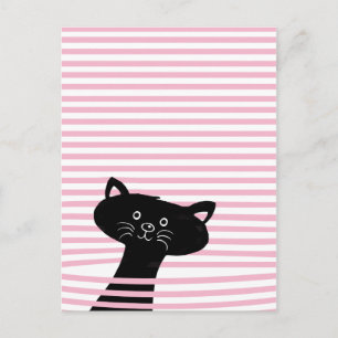 Peekaboo! Cute Black Cat - vykort