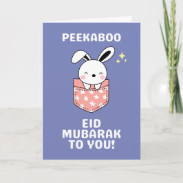 Peekaboo Cute Bunny Eid Mubarak Card Helgkort