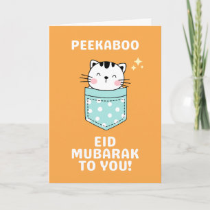 Peekaboo Cute Cat Eid Mubarak Eid-kort Helgkort