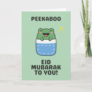 Peekaboo Cute Frog Kawaii Eid Mubarak Card Helgkort