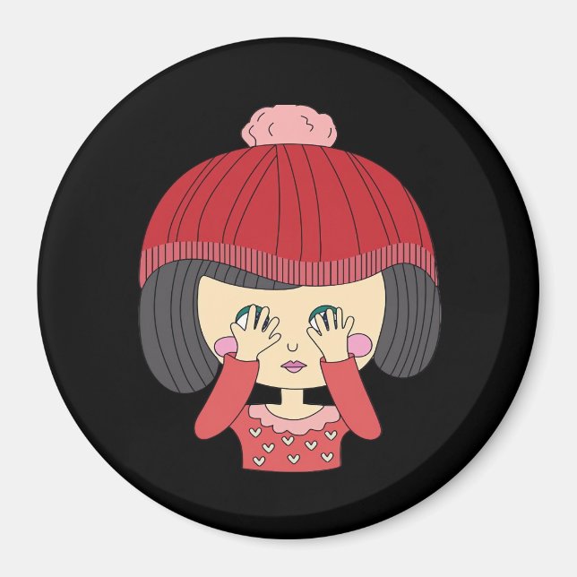 Peekaboo Girl Sloth Design Magnet (Framsidan)