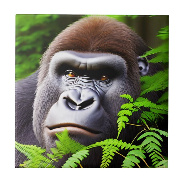 Peekaboo Gorilla, Ceramic Tile Kakelplatta (Framsidan)