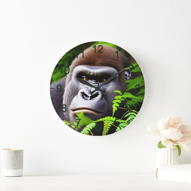 Peekaboo Gorilla, Wall Clock Stor Klocka (Hem)