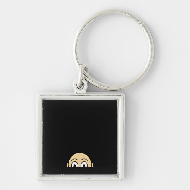 Peekaboo Graphic Basic-offert Fyrkantig Silverfärgad Nyckelring (Framsidan)