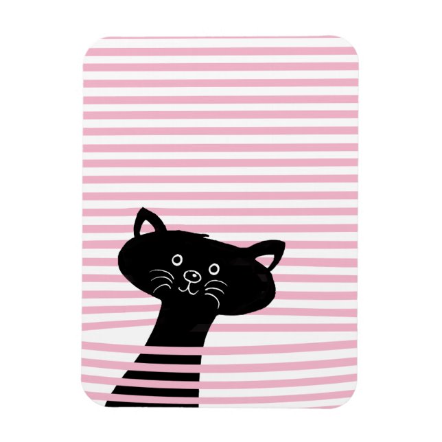 Peekaboo! Gullig svart kattfotomagnet Magnet (Vertikal)