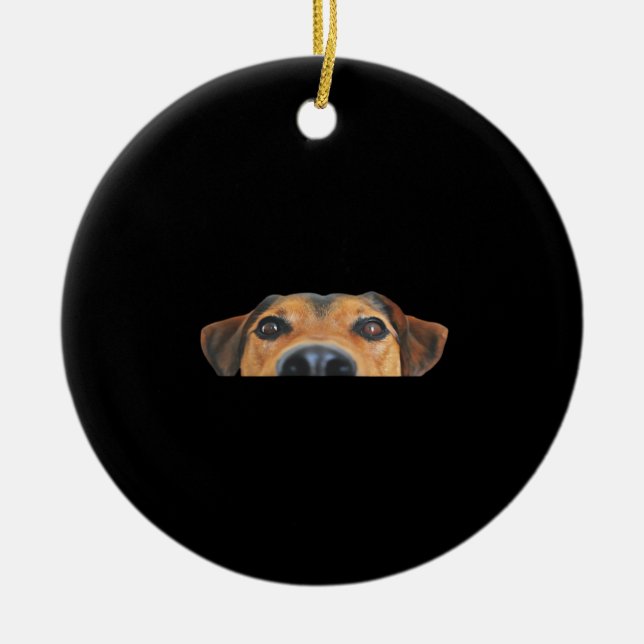 Peekaboo Hund Julgransprydnad Keramik (Framsidan)