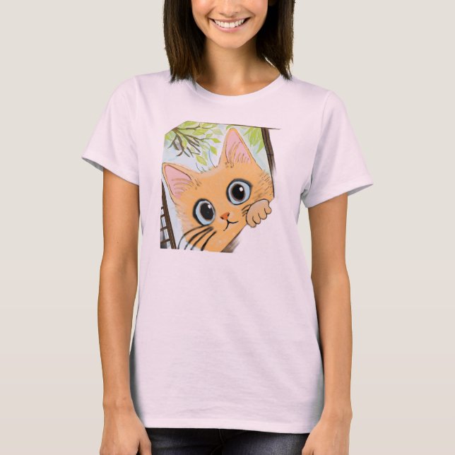 Peekaboo Kitten - Cute Cat Design for Småbarn T Shirt (Framsida)