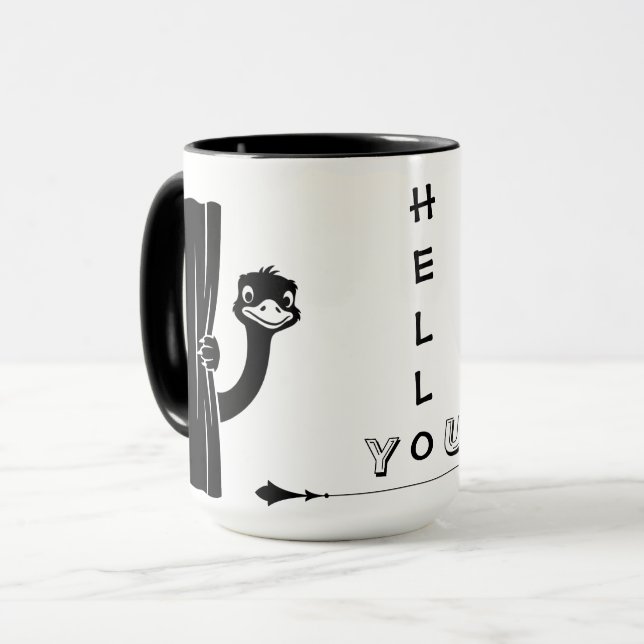 Peekaboo Ostrich Funny Mug Mugg (Framsida vänster)
