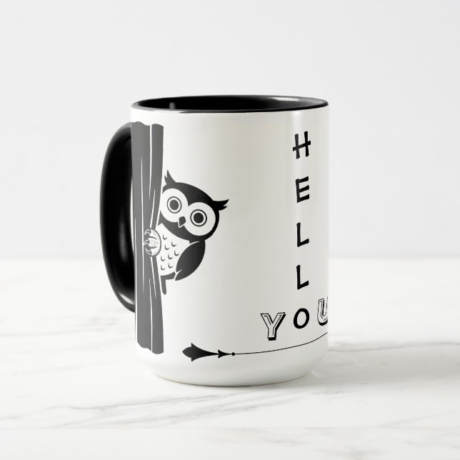 Peekaboo Owl Funny Mug Mugg (Framsida vänster)