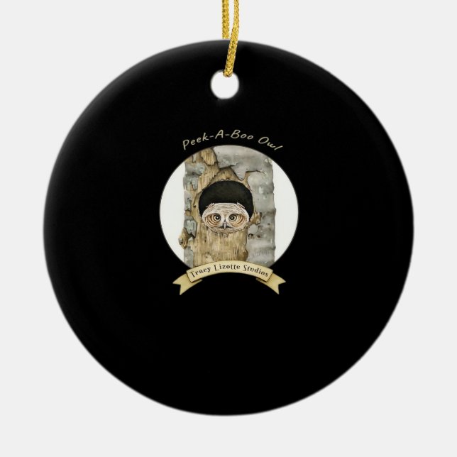 Peekaboo-PM-design för Halloween Julgransprydnad Keramik (Framsidan)