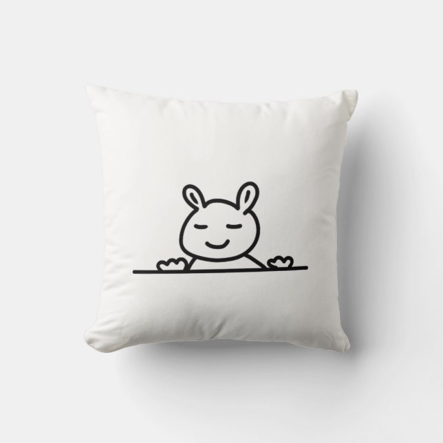 Peekaboo Rabbit Tecknad Sketch Classic Kudde (Framsida)
