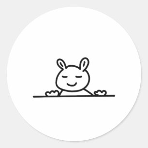 Peekaboo Rabbit Tecknad Sketch Classic Runt Klistermärke