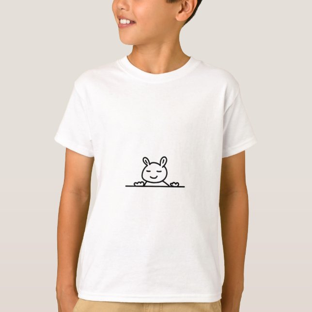 Peekaboo Rabbit Tecknad Sketch Classic T Shirt (Framsida)