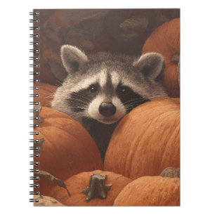 Peekaboo Raccoon Pumpkin Patch Art Anteckningsbok