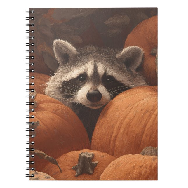 Peekaboo Raccoon Pumpkin Patch Art Anteckningsbok (Framsidan)