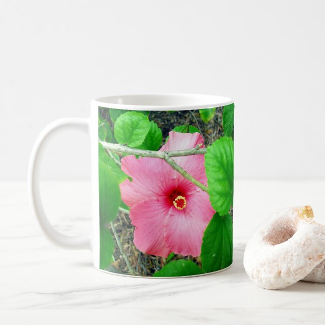 Peekaboo Rosa Hibiscus Flower Kaffemugg (Med munk)
