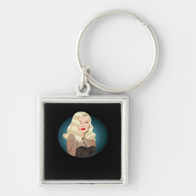 Peekaboo Spooky Quote Fyrkantig Silverfärgad Nyckelring (Framsidan)