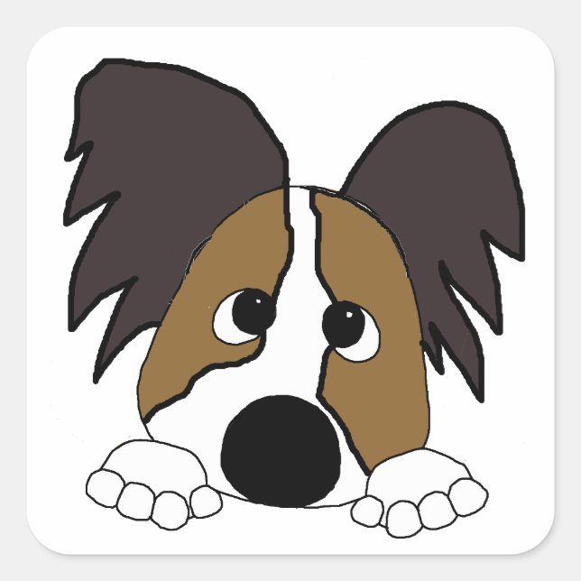 peekande papillon fyrkantigt klistermärke (Framsida)
