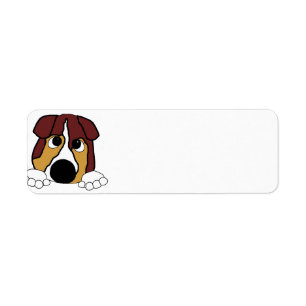 peekande red tri aussie returadress etikett
