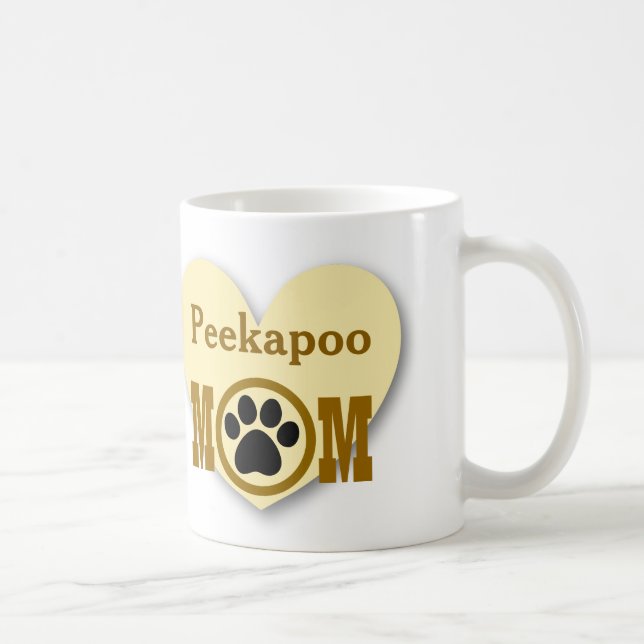 Peekapoo Mamma Hund älskare Paw Print Gift HY8 Kaffemugg (Höger)