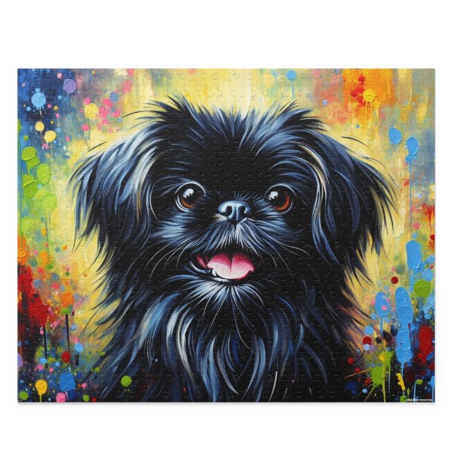 Peekapoo: Svart Peke-A-Poo Akrylkonst Pussel (Black Peekapoo Acrylic Art Print)