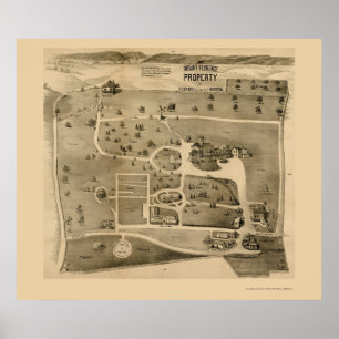 Peekfärdighet på Hudson, NY Panoramic Karta - 1890 Poster