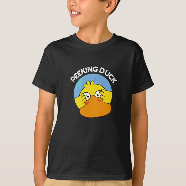 Peeking Anka Funny Animal Chinese Dish Pun Mörk BG T Shirt (Framsida)