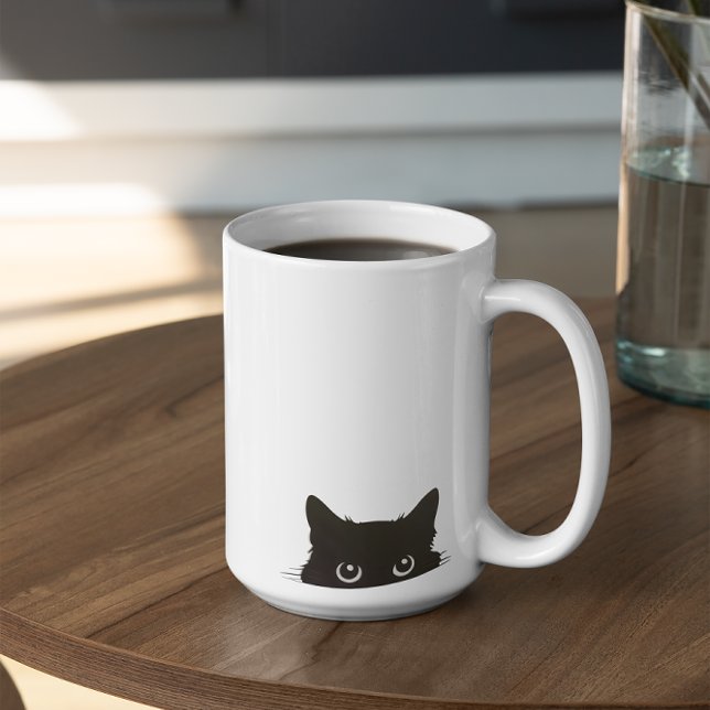 Peeking Black Cat Mugg (Skapare uppladdad)