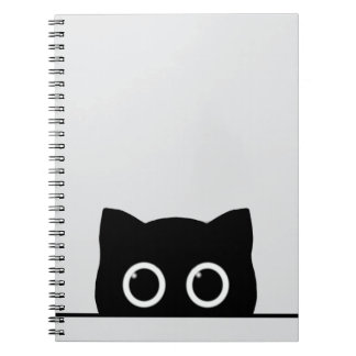 Peeking Black Cat Spiral Photo Notebook Anteckningsbok