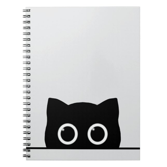 Peeking Black Cat Spiral Photo Notebook Anteckningsbok (Framsidan)