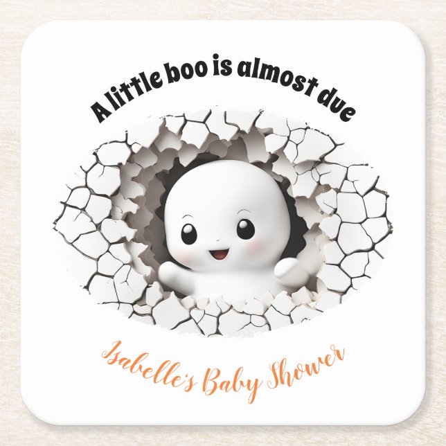 Peeking Boo Ghost Baby Shower Papper Underlägg Kvadrat (Framsidan)