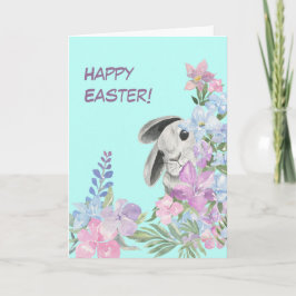 Peeking Bunny Blommigt Bouquet Påsk Card Helgkort